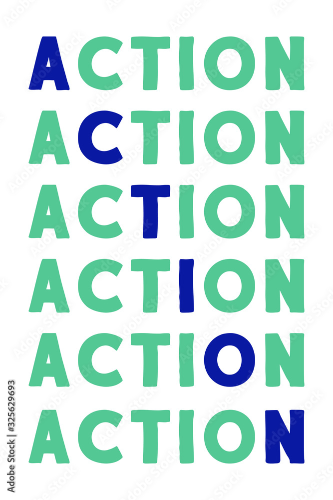 Action Vector saying. White isolated