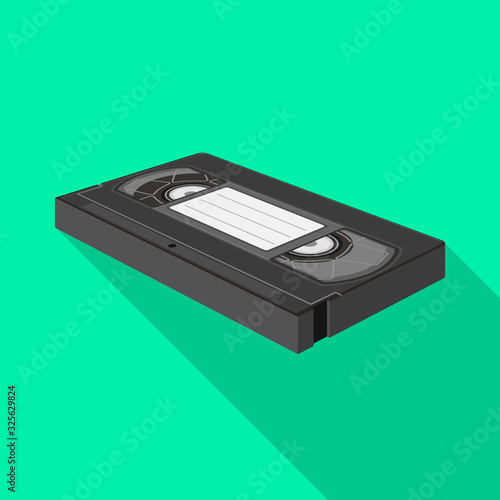 Vector design of videotape and tape symbol. Web element of videotape and cassette stock symbol for web.