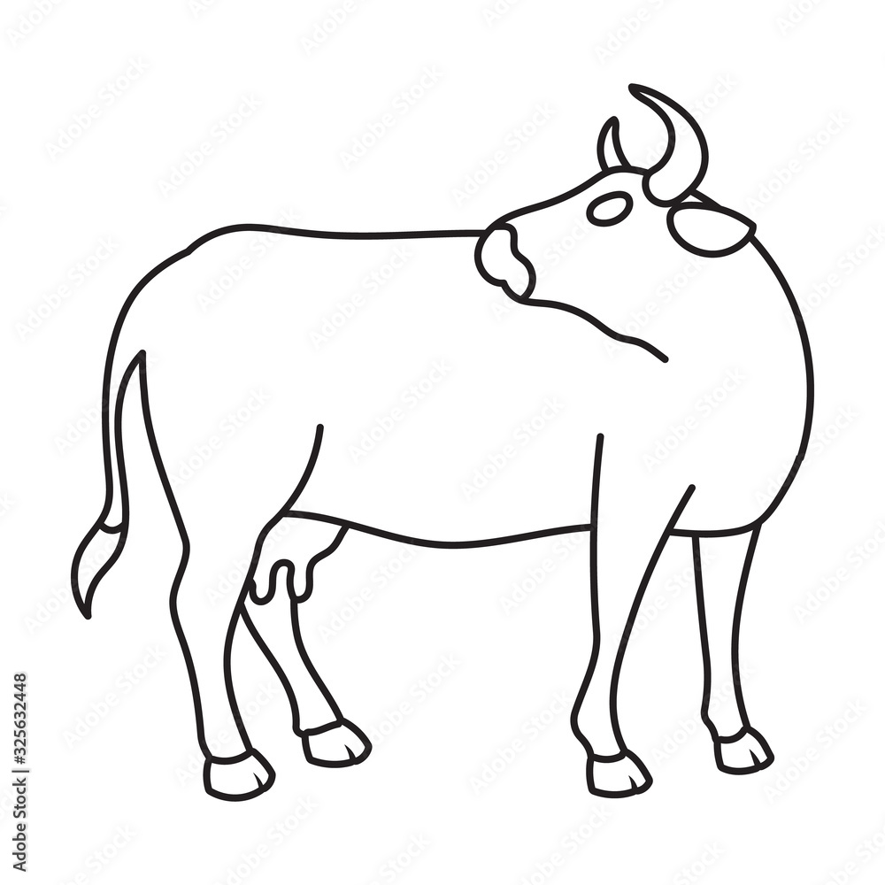 Cow of animal vector icon.Outline vector icon isolated on white background cow of animal.