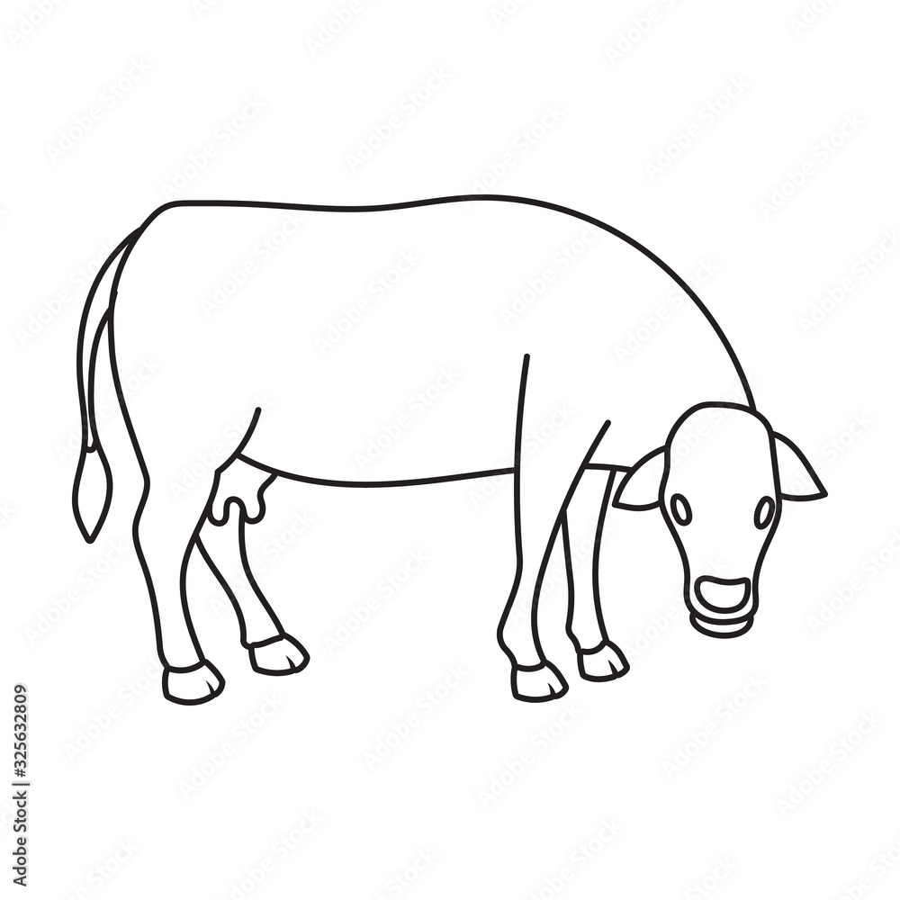 Naklejka premium Cow of animal vector icon.Outline vector icon isolated on white background cow of animal.