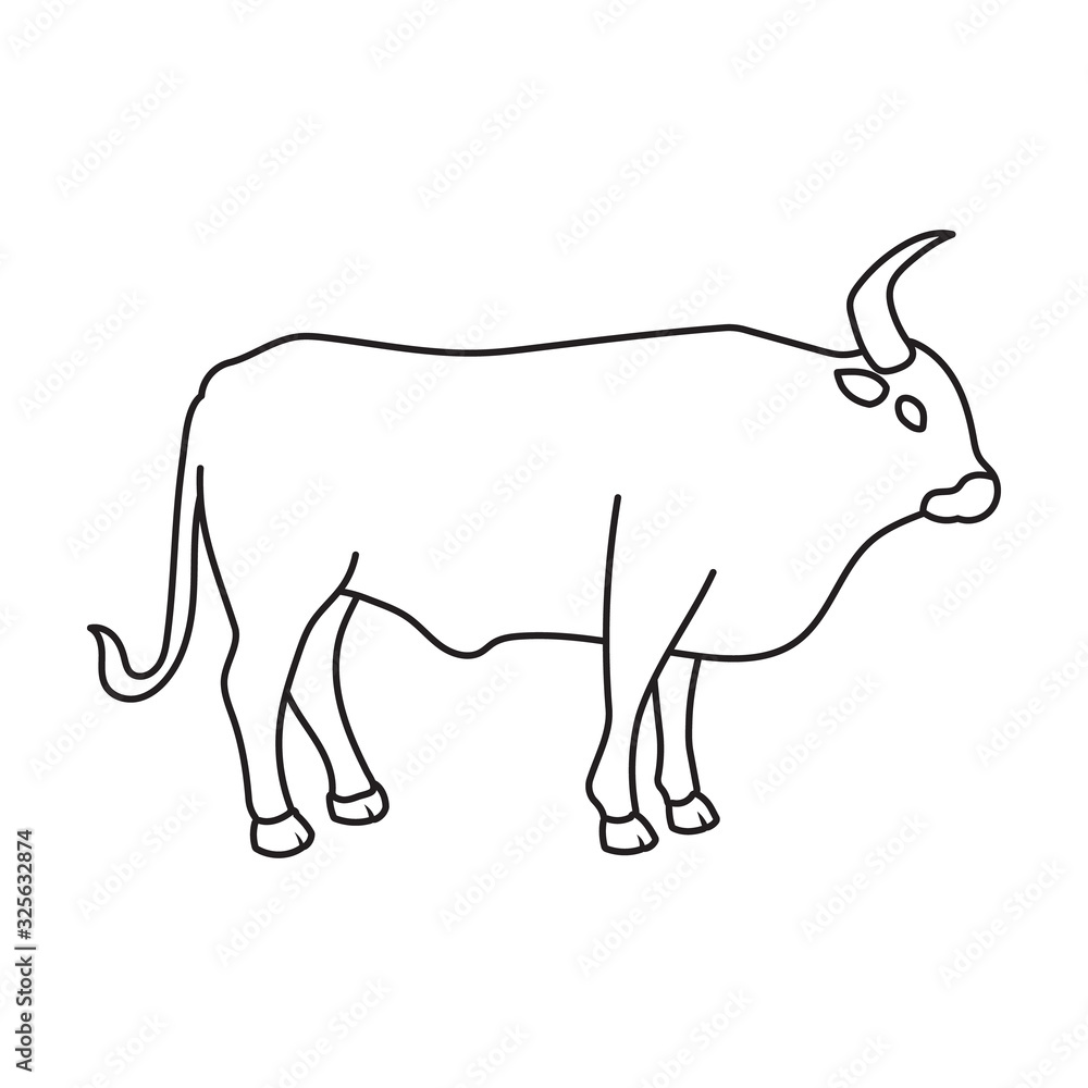 Bull vector icon.Outline vector icon isolated on white background bull.