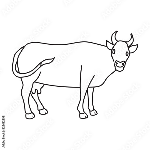 Cow of animal vector icon.Outline vector icon isolated on white background cow of animal. © Svitlana