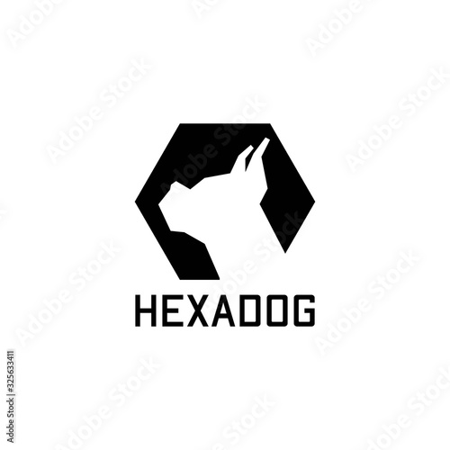 modern dog logo with hexagonal