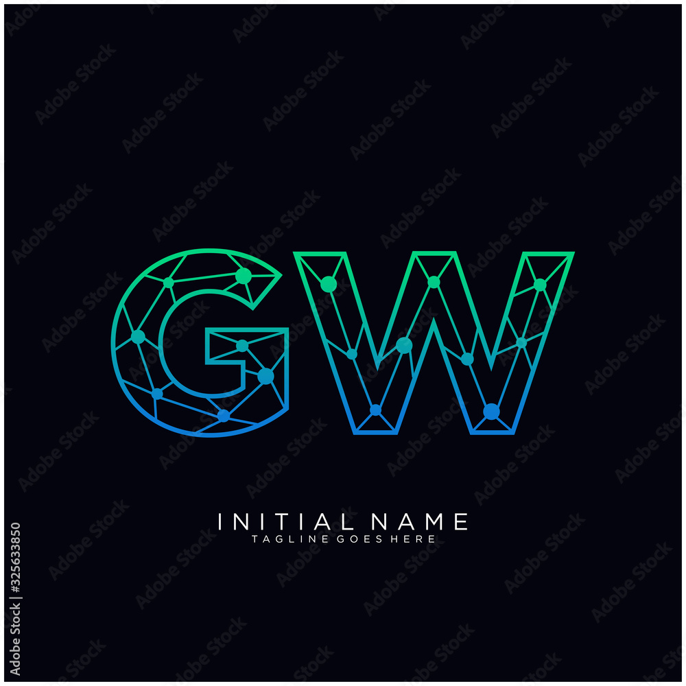 Letter GW abstract line art logo template. Letter GW abstract line art logo template.