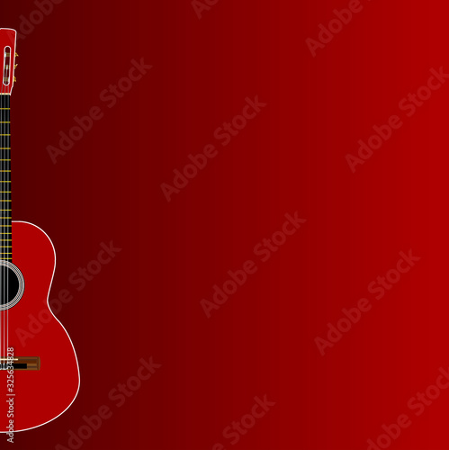 Spanish Acoustic Guitar Dark Red Background