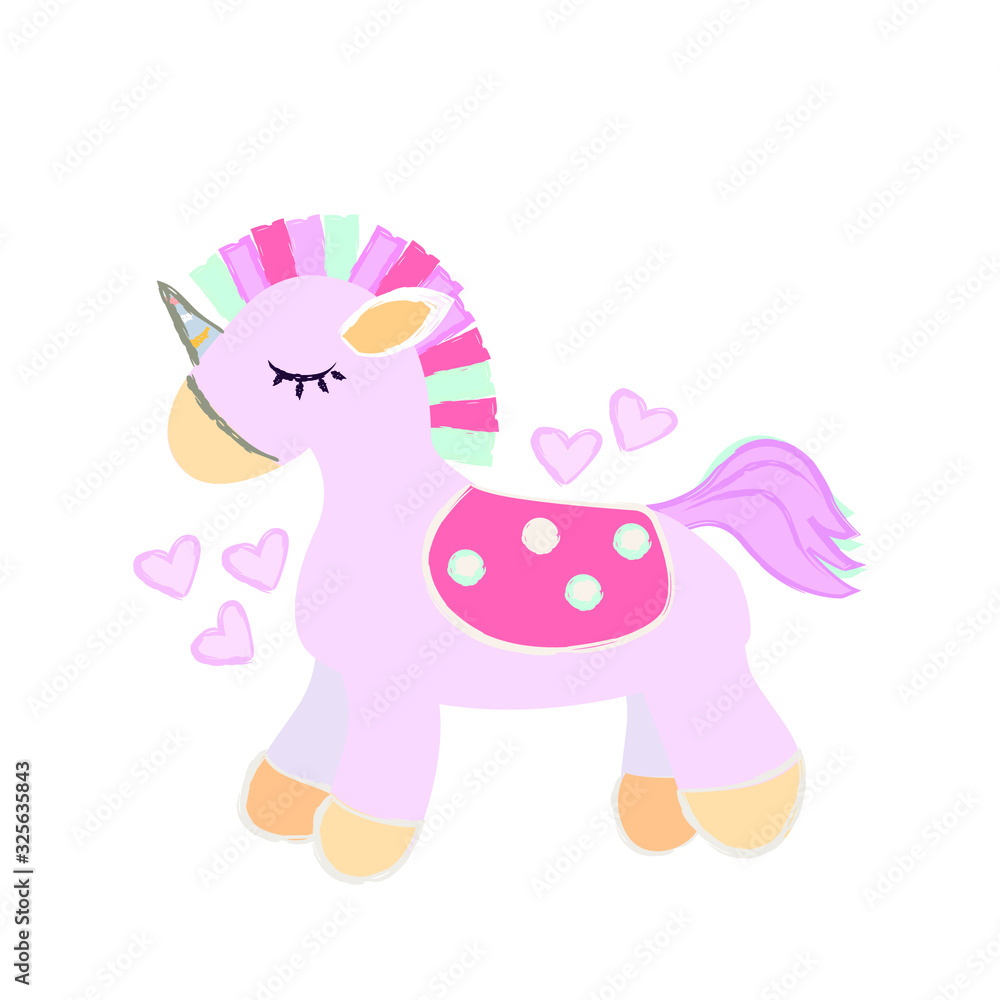 Cute baby unicorn in vector style.Fairytale character.