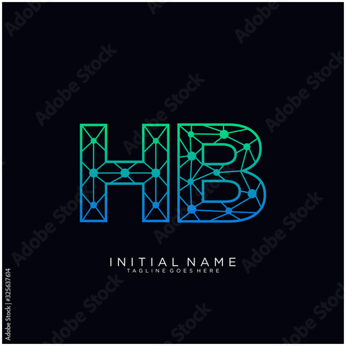 Letter HB abstract line art logo template.