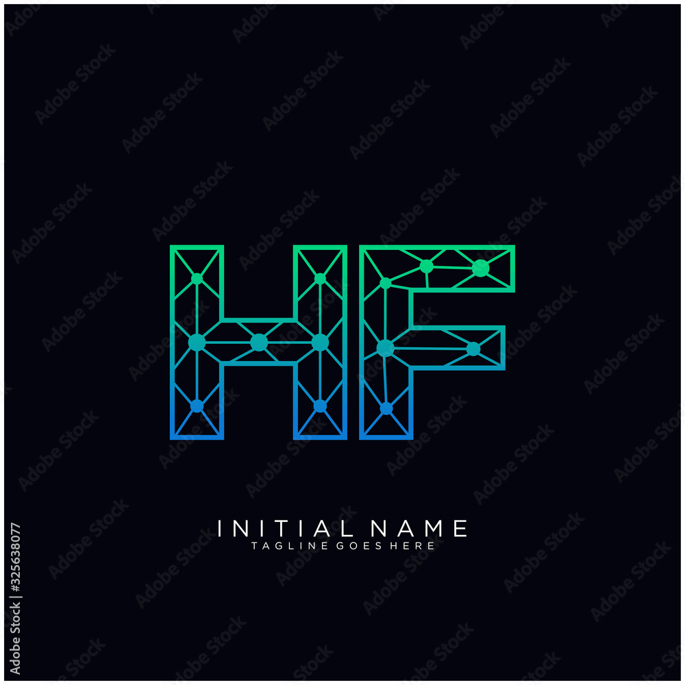 Letter HF abstract line art logo template. Letter HF abstract line art logo template.