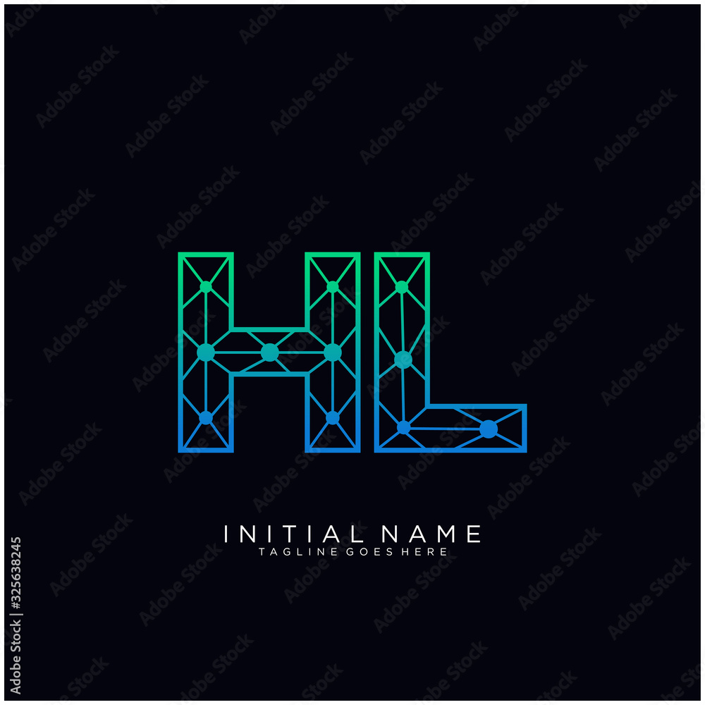 Letter HL abstract line art logo template. Letter HL abstract line art logo template.