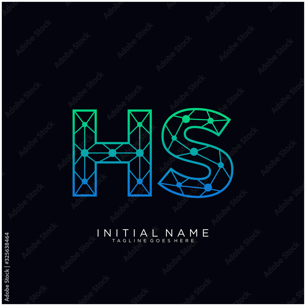 Letter HS abstract line art logo template. Letter HS abstract line art logo template.