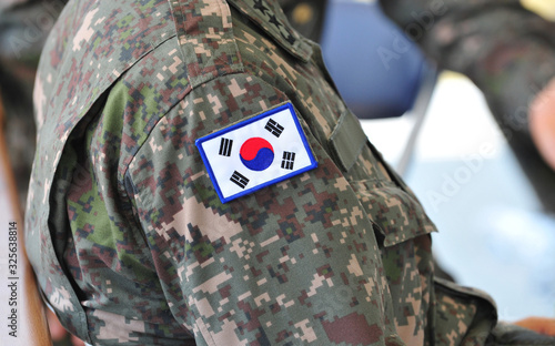 Taegeukgi on the South Korean Army Uniform photo