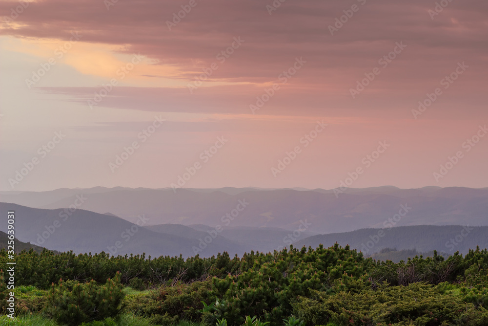 Sky with clouds after sunset over the Carpathian Mountains Sky with clouds after sunset over the Carpathian Mountains