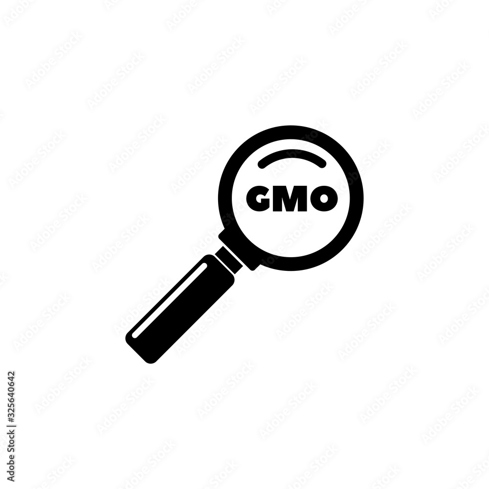 Research Gmo, Scientific Magnifying Glass Flat Vector Icon Research Gmo, Scientific Magnifying Glass Flat Vector Icon