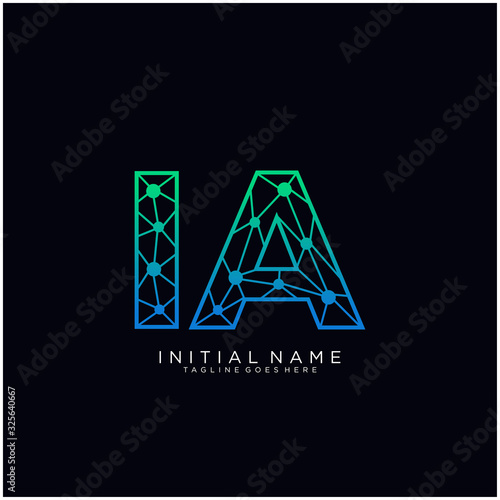 Obraz na plátně Letter IA abstract line art logo template.