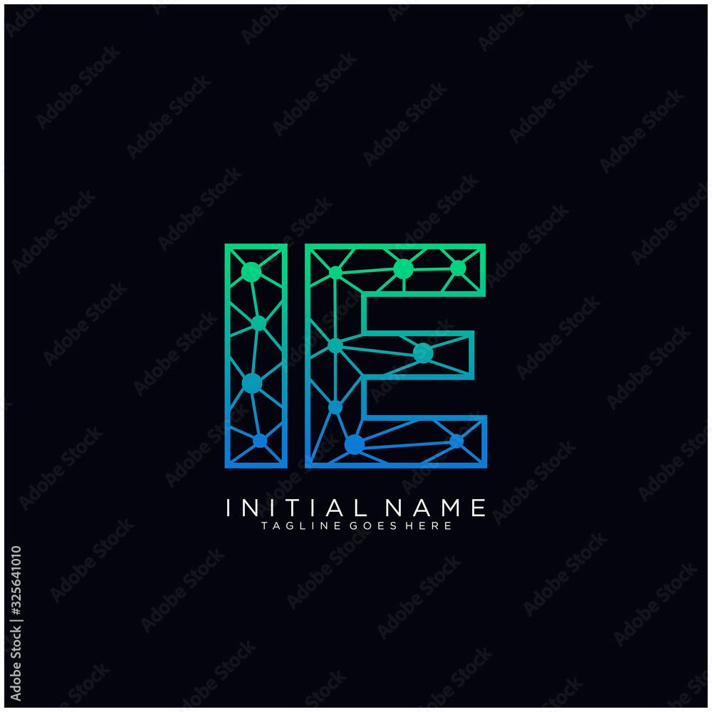 Letter IE abstract line art logo template. Letter IE abstract line art logo template.