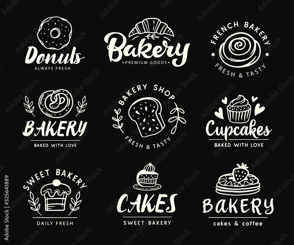 Bakery logotype set. Badge labels collection