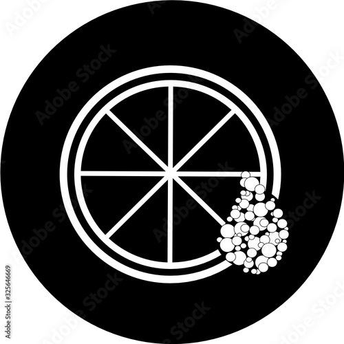 Essential vitamin and mineral complex in black circle icon. Vector creative design vitamin pills capsules. Multi Vitamin complex icon. Multivitamin supplement, vitamin logo. Diet Infographic poster.