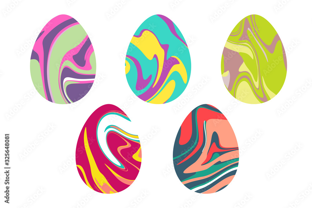 Set of easter eggs with abstract patterns. Vector isolates on a white background.