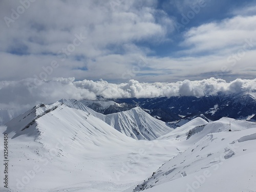 Amazing view on Georgian mountains in Gudauri ski resort © kariochi