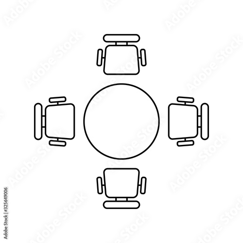 linear round table and four office chairs
