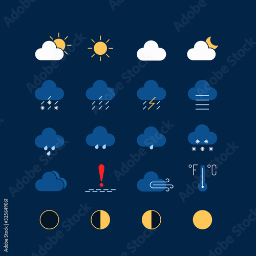 dark theme set of weather icons