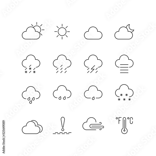 linear classic weather icons set