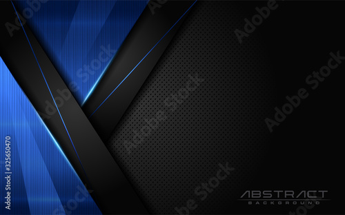 Modern dark background and blue lines in 3d abstract style. Futuristic background vector illustration.