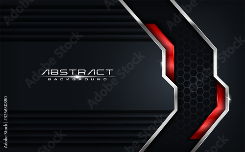 Modern futuristic background vector on layer red with dark navy and shadow black space with abstract style design.