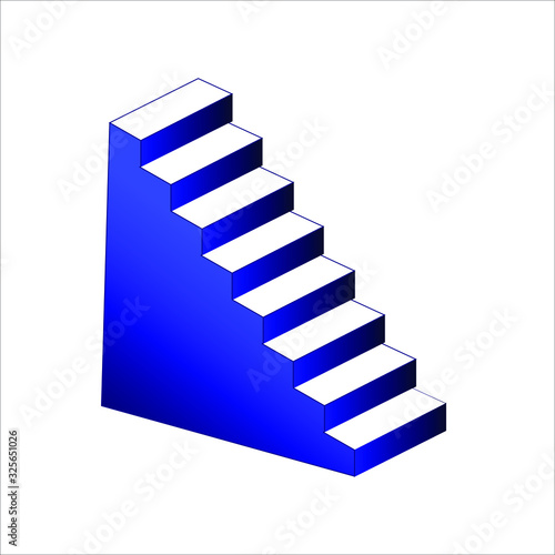 Steps of blue stairs on a white background