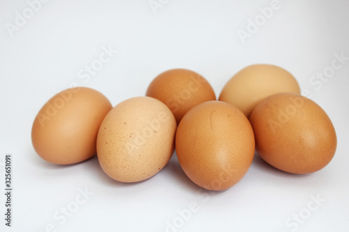 Group of chicken egg isolated on white background.