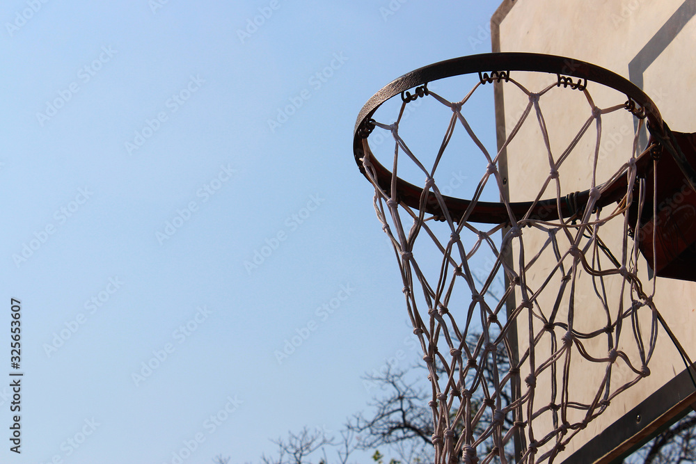 The old basketball hoop in a park at Bangkok The old basketball hoop in a park at Bangkok