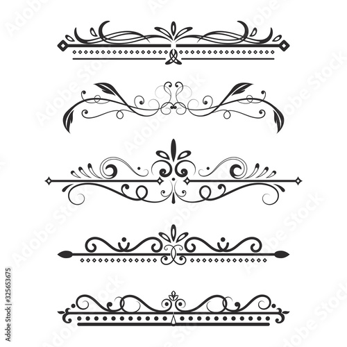 Vintage ornamental dividers. Typographic decorations isolated on white background