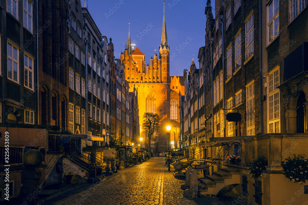 View of the climate Mariacka street in the Polish city of Gdańsk