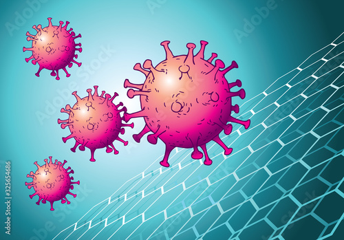 Sketch doodle human virus and anti-virus protection net system, Hand-drawn style vector 