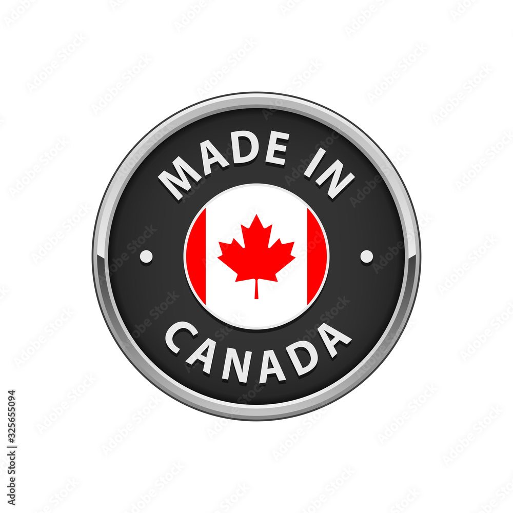 Made in Canada badge with Canadian flag Made in Canada badge with Canadian flag