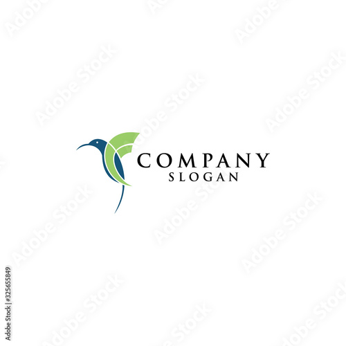 initial F logo design and freedom bird fly vector illustration
