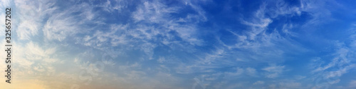 Fototapeta Naklejka Na Ścianę i Meble -  Panorama sky with cloud on a sunny day. Beautiful cirrus cloud. Panoramic image.