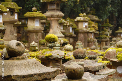 Photography Mossy stone lanterns in Japan