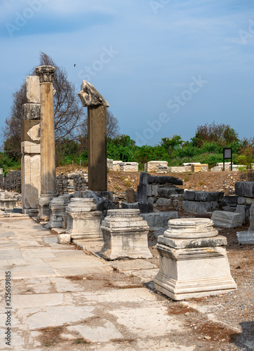 Harbor Street in antique Ephesus, Turkey photo