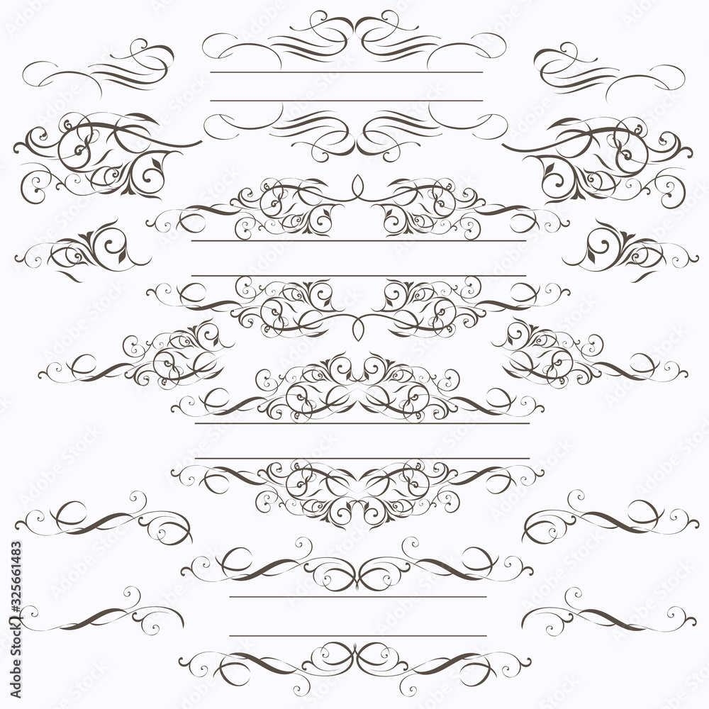 Collection of vector frames in elegant style from flourishes Collection of vector frames in elegant style from flourishes