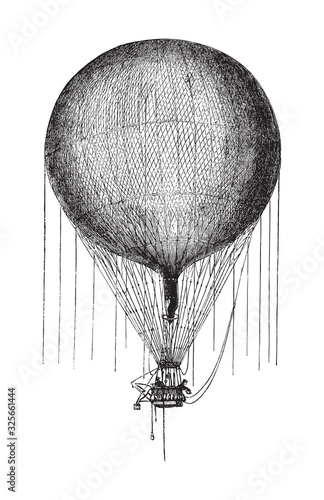 Old air balloon from 1893-1896 / vintage illustration from Brockhaus Konversations-Lexikon 1908