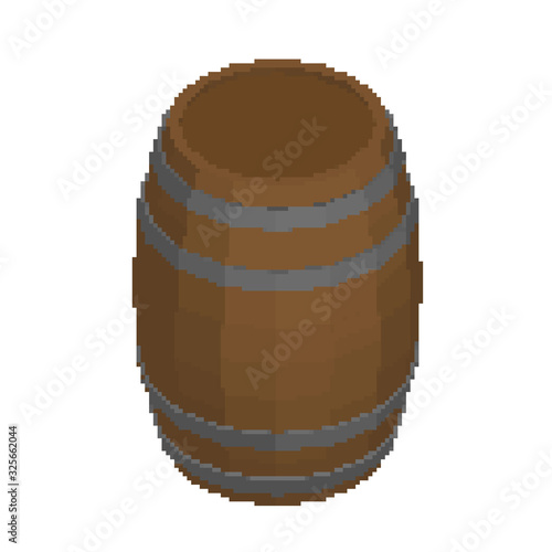 Pixelated Wooden barrel. Pi...