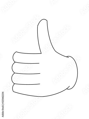 thumb up like hand symbol on white background