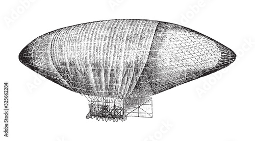 Old zeppelin from 1897 / vintage illustration from Brockhaus Konversations-Lexikon 1908