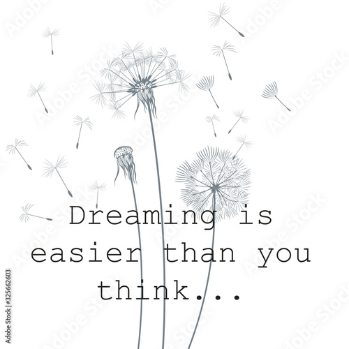 Dandelion vector illustration, rustic minimalist style, dreaming, creativity ...