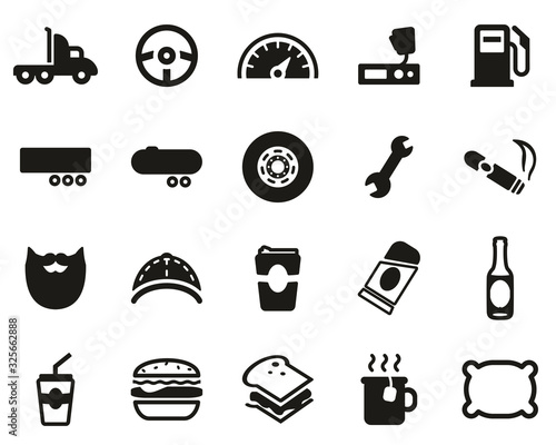 Truck Driver Icons Black & White Set Big