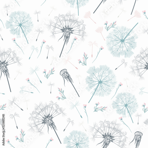 Elegant simple vector pattern with dandelions