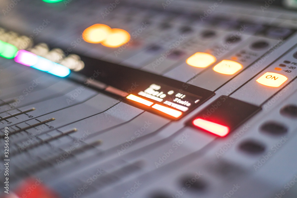 Sound recording studio mixer desk: professional music production