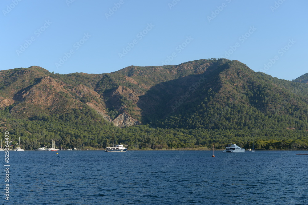 Sea vessels in the Bay of Marmaris. Turkey