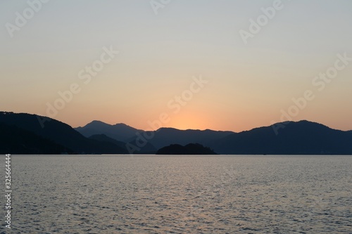 Sunset in the bay of Marmaris Aegean Sea. Turkey
